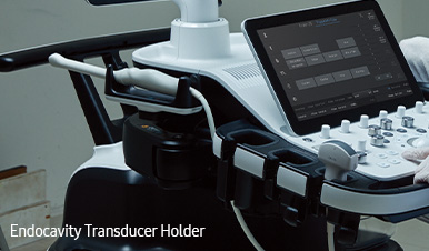 ultrasound equipment with endocavity transducer holder