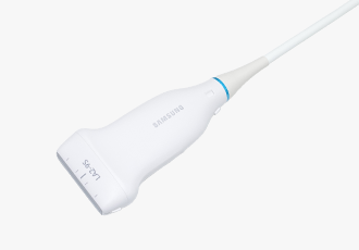 Samsung LA2-9S linear ultrasound transducer with S-Vue Transducer™ technology, designed for abdomen, musculoskeletal, pediatric, small parts, and vascular imaging