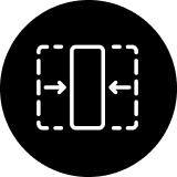 Icon of a human body outline with arrows pointing outward, symbolizing full-body imaging and flexibility